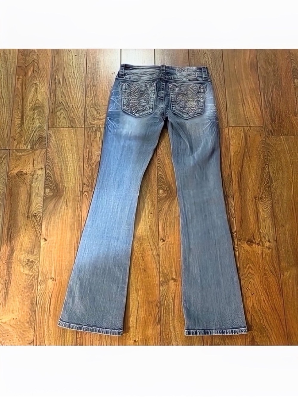 Gorgeous Miss Me Signature Boot Jeans With Embellished Pockets 33” Inseam